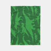 緑の恐竜のパターン フリースブランケット (正面)