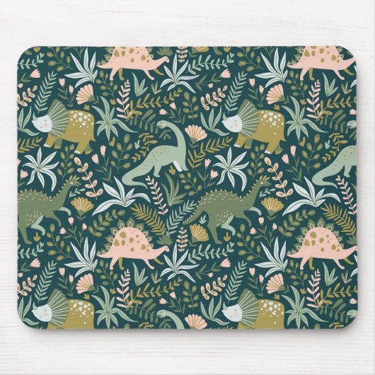 緑の恐竜のパターン マウスパッド (正面)