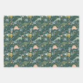緑の恐竜のパターン ラッピングペーパーシート (正面2)