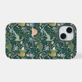 緑の恐竜のパターン iPhone 15ケース (裏面横)