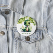 緑の恐竜のフローラママになる 缶バッジ (インサイチュ)