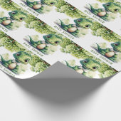 緑の恐竜のフローラ赤ちゃんシャワー ラッピングペーパー (角)