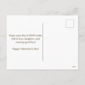 緑の恐竜の子供スクールバレンタイン少年の女の子 シーズンポストカード (裏面)