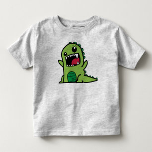 緑の恐竜の幼児用ドレス トドラーTシャツ