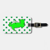 緑の恐竜の緑の水玉模様ラゲージタグ ラゲッジタグ (正面横)