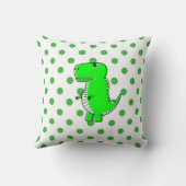 緑の恐竜の緑の水玉模様 クッション (裏面)