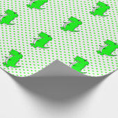 緑の恐竜の緑の水玉模様 ラッピングペーパー (角)