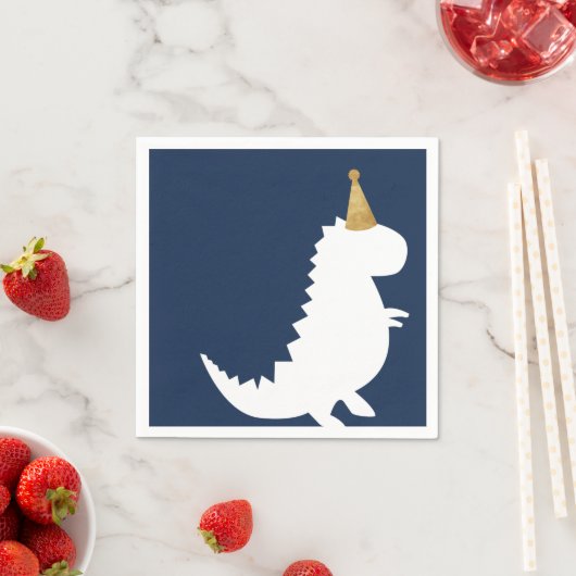 緑の恐竜の誕生日テーマ男の子のシャワー昼寝 スタンダードカクテルナプキン (インサイチュ)