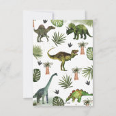 緑の恐竜の誕生日パーティストンプチョンプロア サンキューカード (裏面)