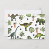 緑の恐竜の誕生日パーティストンプチョンプロア サンキューカード (裏面)
