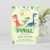 緑の恐竜の誕生日パーティーへの招待 招待状 (スタンド正面)