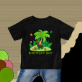 緑の恐竜の誕生日パーティー ベビーTシャツ