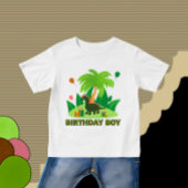緑の恐竜の誕生日パーティー ベビーTシャツ