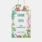 緑の恐竜の誕生日メッセージカード ギフトタグ (正面)