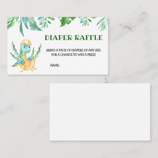 緑の恐竜の赤ちゃんシャワーおむつラッフル 名刺 (正面/裏面)