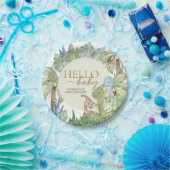 緑の恐竜の赤ちゃんシャワー ペーパープレート (パーティー)