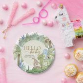 緑の恐竜の赤ちゃんシャワー ペーパープレート (パーティー)