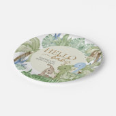 緑の恐竜の赤ちゃんシャワー ペーパープレート (アングル)