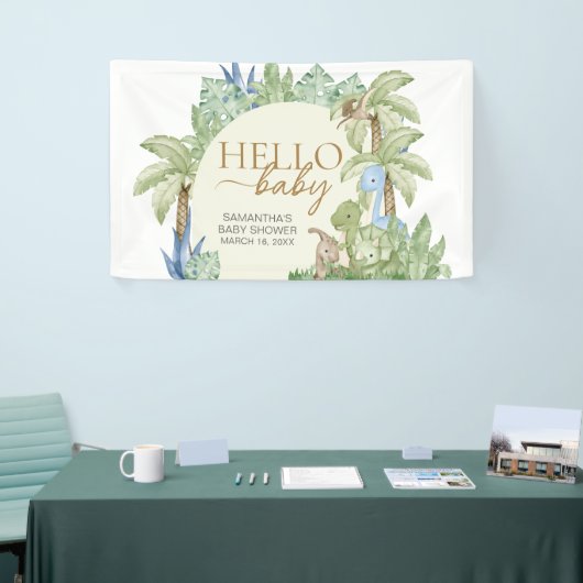 緑の恐竜の赤ちゃんシャワー 横断幕 (トレードショー)