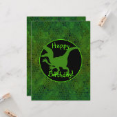 緑の恐竜の隠れハッピーバースデー! カード (正面/裏面インサイチュ)