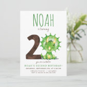 緑の恐竜の2歳の誕生日招待状 招待状 (スタンド正面)