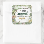 緑の恐竜ジュラシック男の子の誕生日パーティー スクエアシール (バッグ)