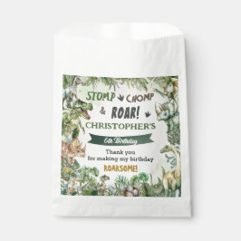 緑の恐竜ジュラシック男の子の誕生日パーティー フェイバーバッグ