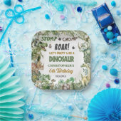 緑の恐竜ジュラシック男の子の誕生日パーティー ペーパープレート (パーティー)