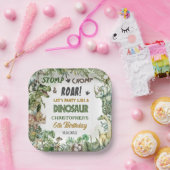 緑の恐竜ジュラシック男の子の誕生日パーティー ペーパープレート (パーティー)