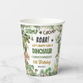 緑の恐竜ジュラシック男の子の誕生日パーティー 紙コップ (裏面)