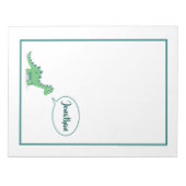 緑の恐竜パーソナライズされたの子供のメモ ノートパッド (正面)