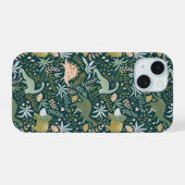 緑の恐竜柄 iPhone 15ケース (裏面横)