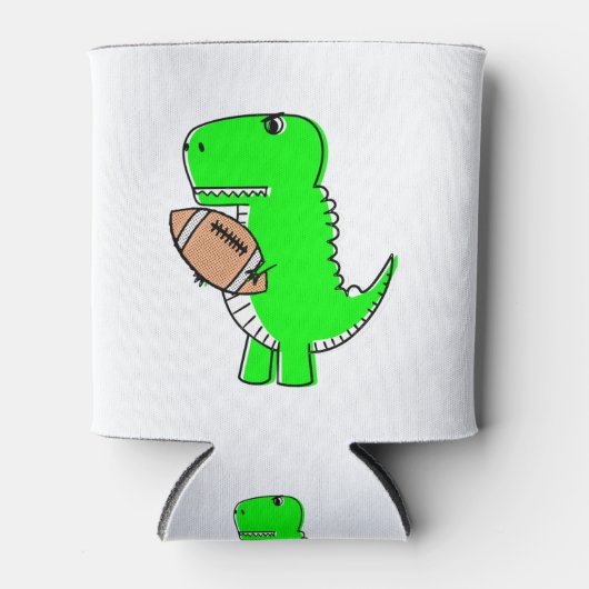 緑の恐竜、サッカーが大好き 缶クーラー (正面)