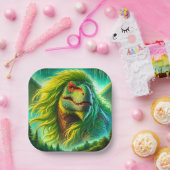 緑の恐竜 ペーパープレート (パーティー)