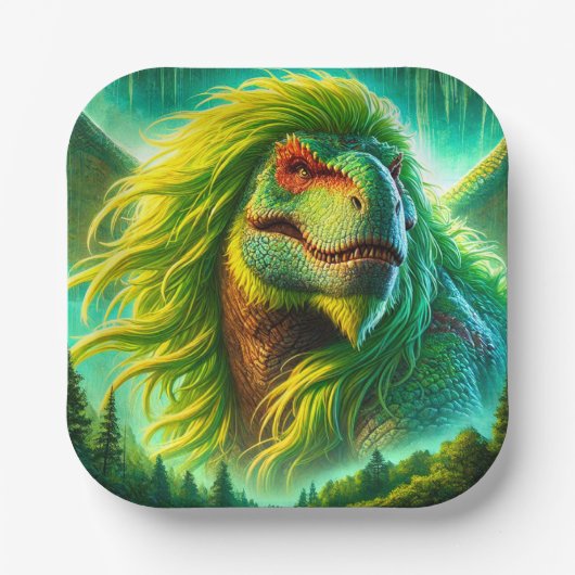 緑の恐竜 ペーパープレート (正面)