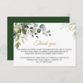 緑の悔やみや弔慰の葬儀感謝の言葉 サンキューカード (正面/裏面)