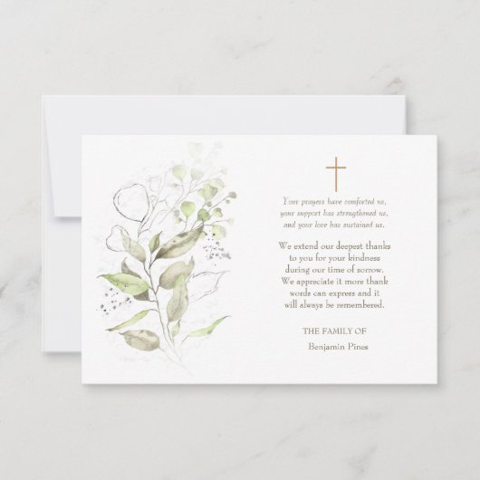 緑の悔やみや弔慰サンキューカード サンキューカード (正面)