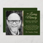 緑の悔やみや弔慰葬儀メモリありがとう写真 招待状 (正面/裏面)