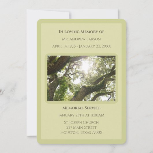 緑の愛する記憶木追悼式 招待状 (正面)