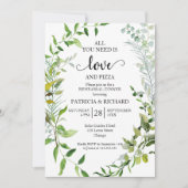 緑の愛とピザリハーサルディナー 招待状 (正面)