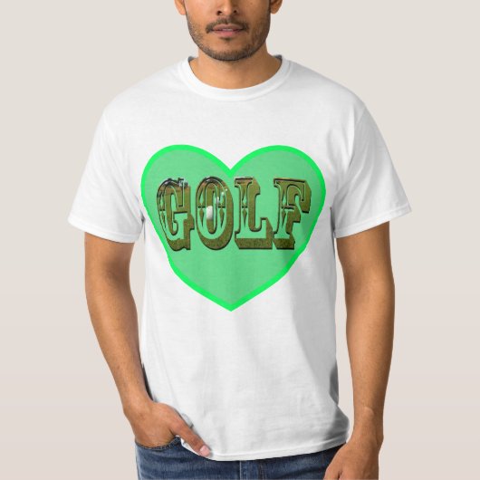 緑の愛の中のゴルフロハート Tシャツ (正面)