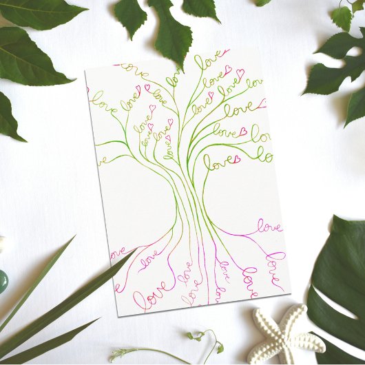緑の愛の木が可愛エレガントいモダン サンキューカード