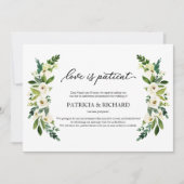 緑の愛は忍耐強結婚く延期 招待状 (正面)