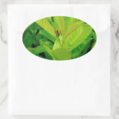 緑の愛情のある蜂 楕円形シール (バッグ)