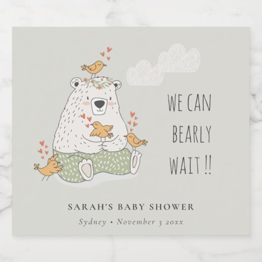 緑の我々はベアバードの赤ちゃんシャワーを待つことができる ビールラベル (シングルラベル)