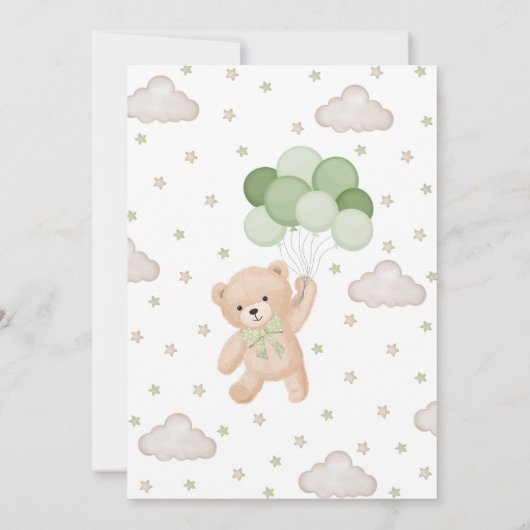 緑の我々は赤ちゃんのシャワーを待つことができる 招待状 (裏面)