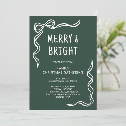 緑の手お洒落引き家族のクリスマスパーティー 招待状 (スタンド正面)