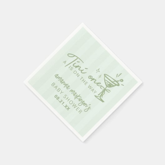 緑の手でTiniの赤ちゃんシャワーを1つ描画 スタンダードカクテルナプキン (角)