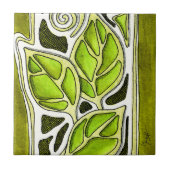 緑の手によって切り分けられる葉 タイル (正面)