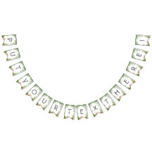 緑の手のひらとビブラを持つ熱帯のバンティングバナー